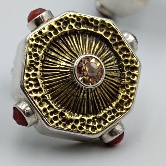 Mars & Valentine Echo Of The Dreamer Sterling 925 Gemstone Two Tone Earrings - Picture 7 of 16